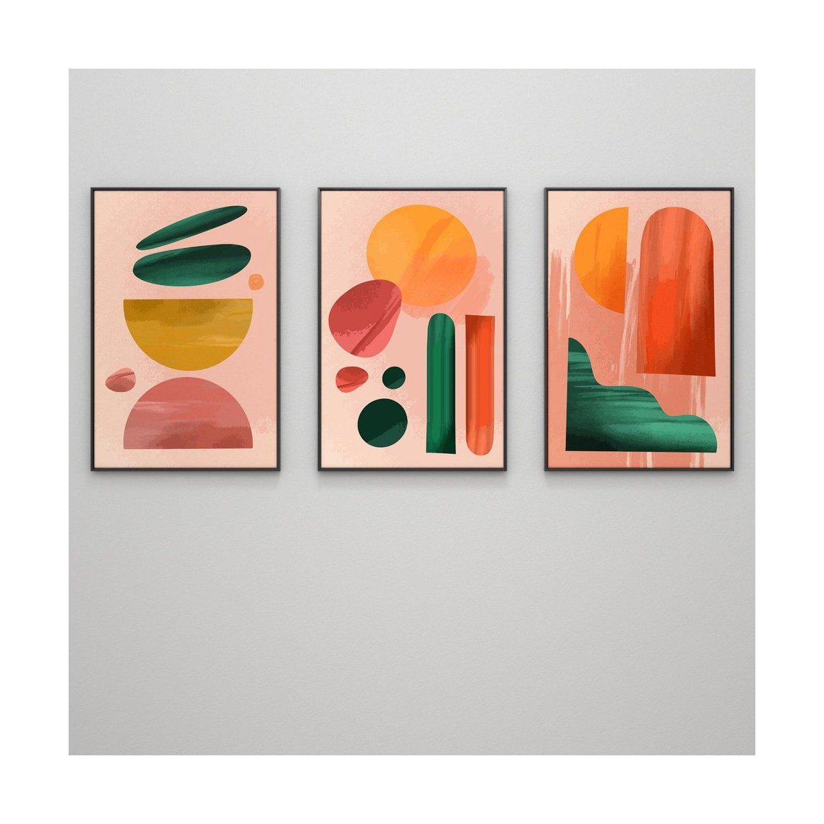 Kit 3 Quadros Abstratos Colorido