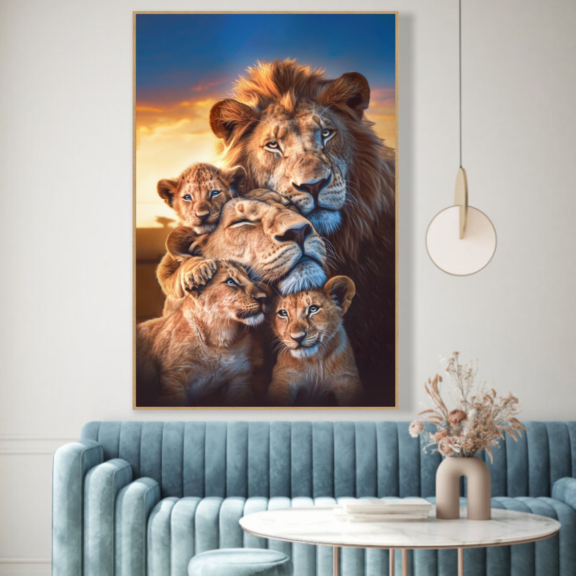 Quadro Decorativo Leão e Filhotes. Transforme Seu Lar!